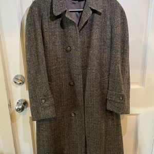 Authentic Harris Scottish Tweed Heavy Overcoat Vintage Dark Brown